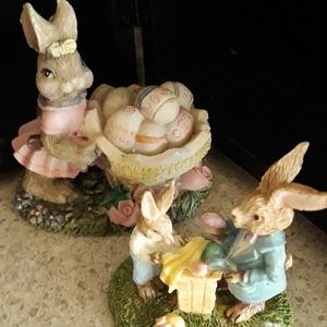 Set of Darling Vintage Bunny figurines